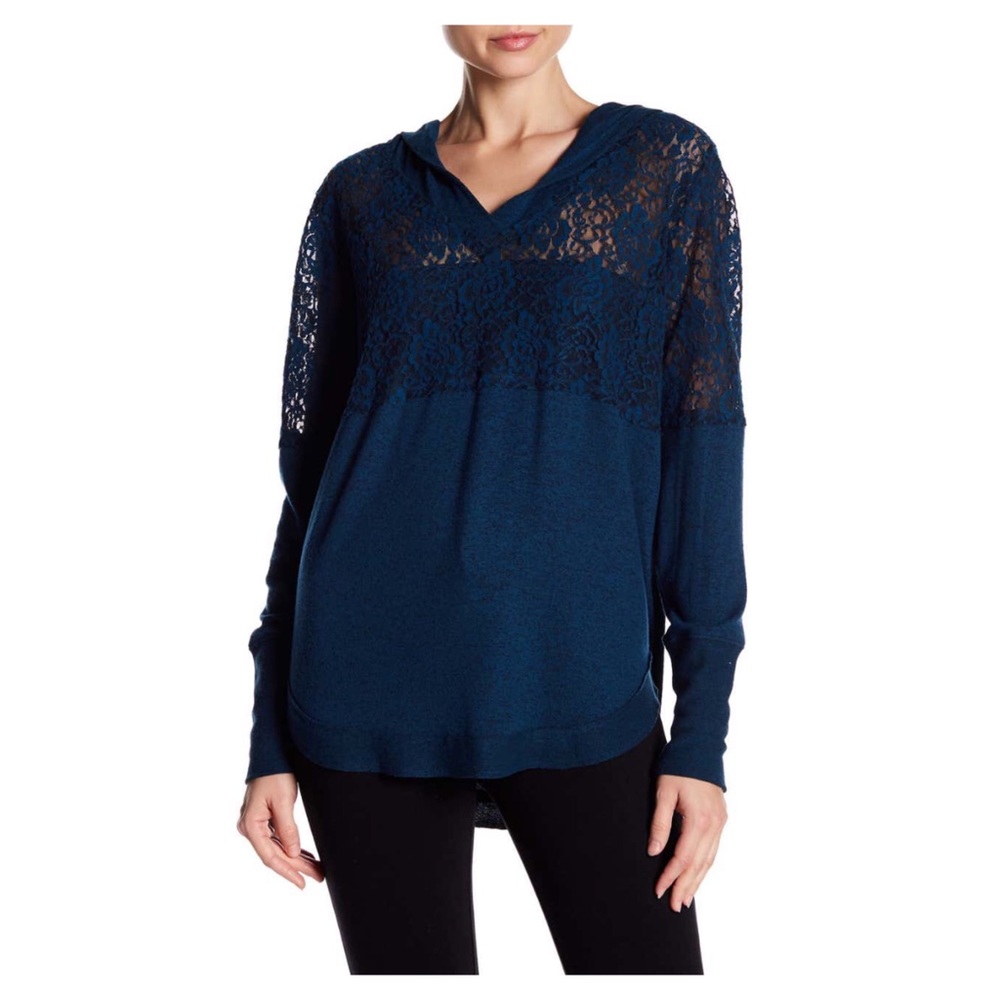 Nordstrom Melrose & Market Lace Fleece Hoodie Top